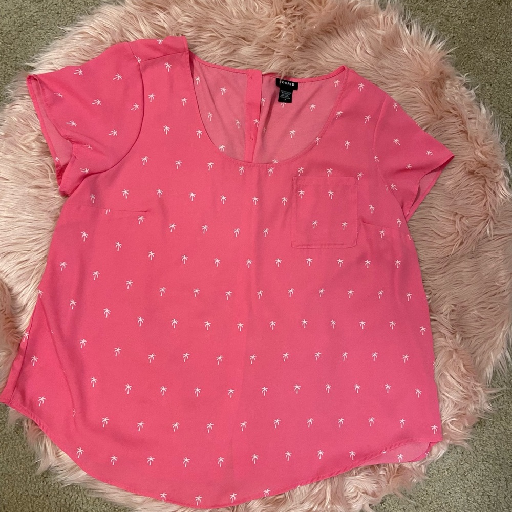 Torrid Pink Palm Tree Blouse